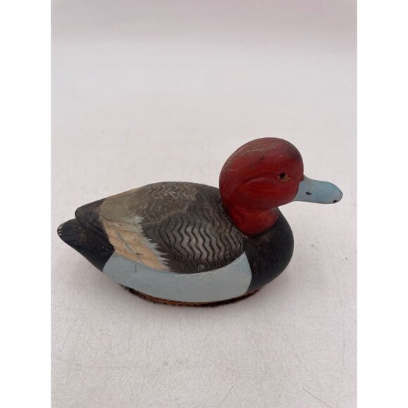 Hand-Painted Duck Decoy Figurine Detailed Markings & Rustic Charm Decor Piece - Picture 2 of 5